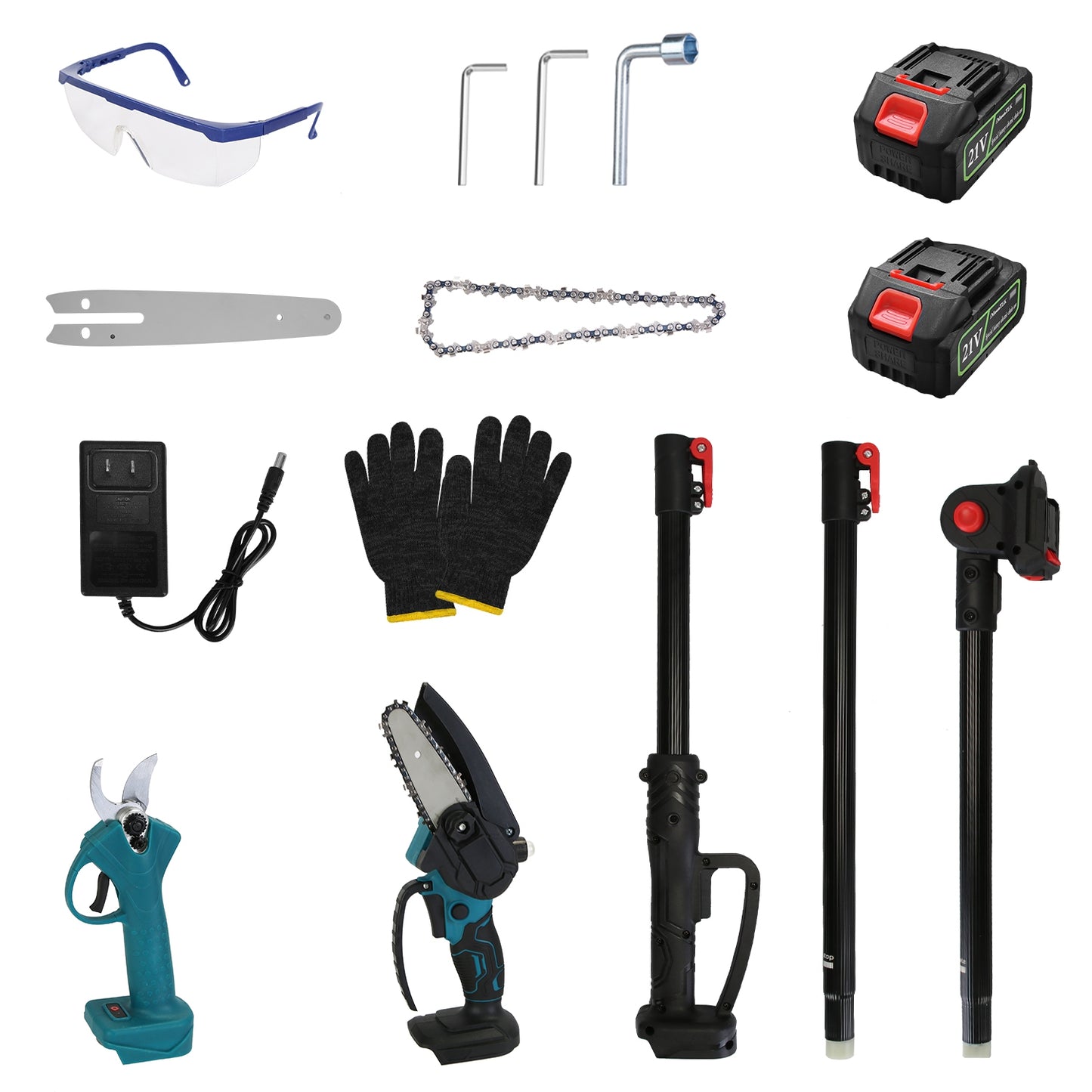 4 in 1 Cordless Pruning Shear and Electric Chainsaw With Max 5.5FT Extension