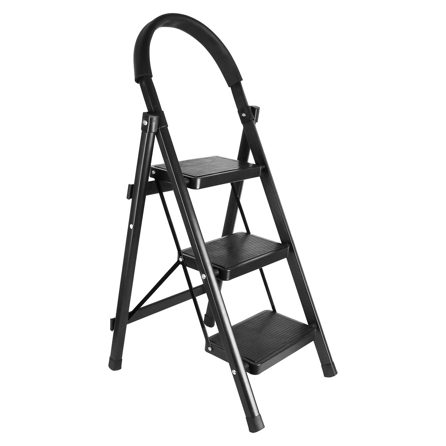3-Step Foldable Ladder With Wide Anti-Slip Pedal Safety Locking Design Soft