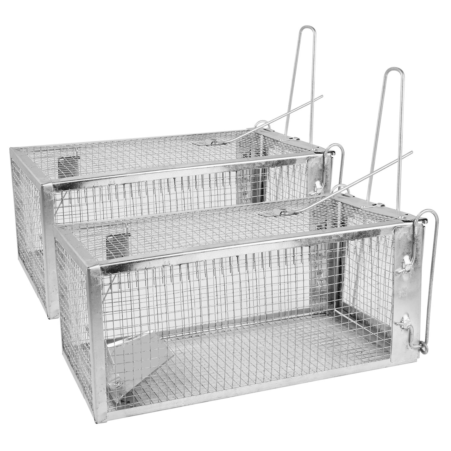 2 Pack Rat Trap Cage Humane Live Rodent Trap Cage Galvanized Iron Mice Mouse