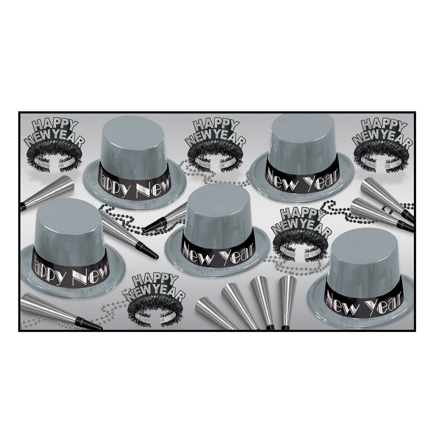 Beistle Simply Silver New Year Assortment (for 10 people) - New Years | Party