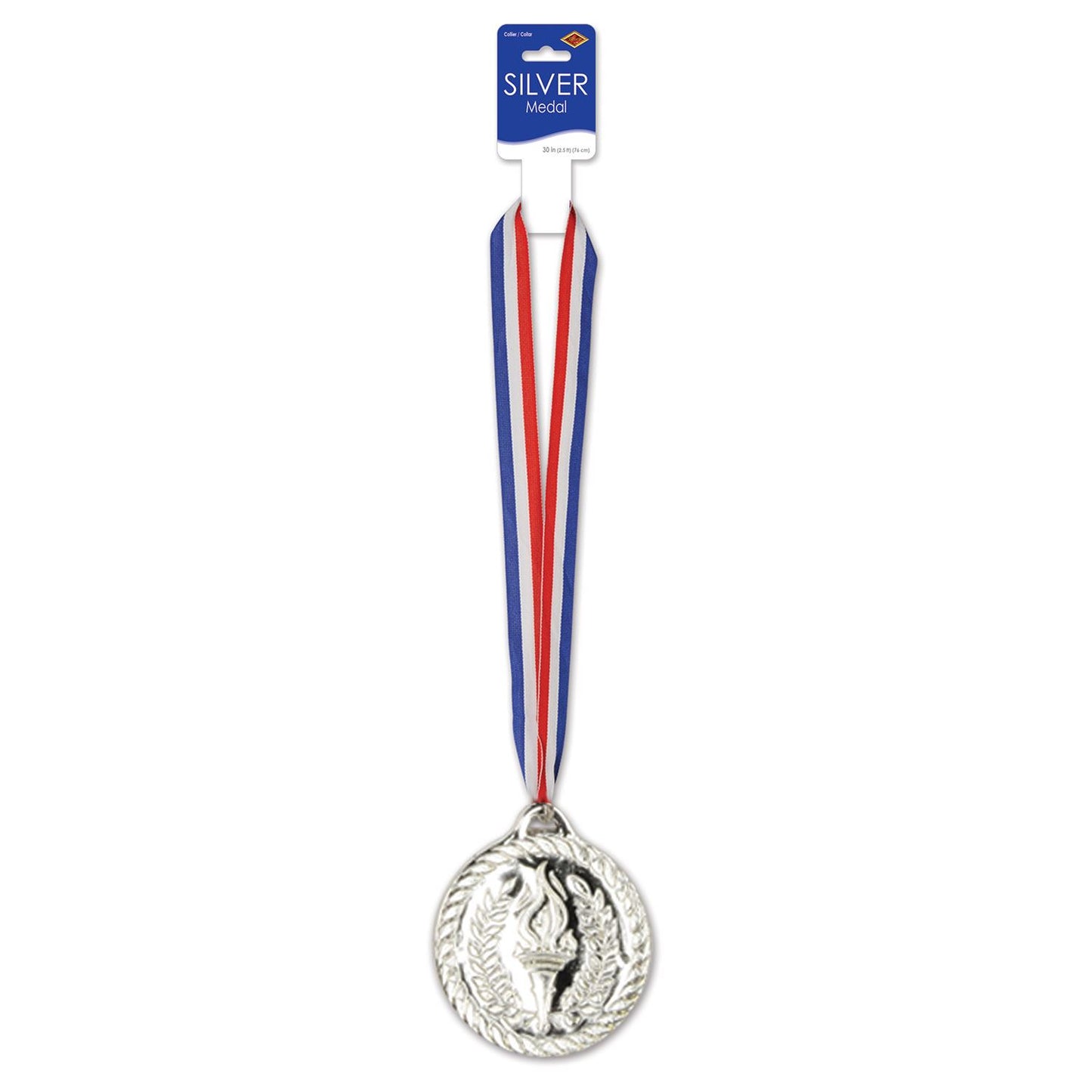 Beistle Silver Medal w/Ribbon - Sports | Party Supply | Decoration | Favor