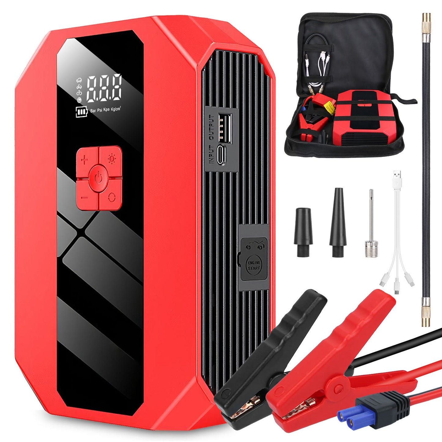 Portable Car Jump Starter Air Compressor 1500A 400PSI Car Battery Charger Jump