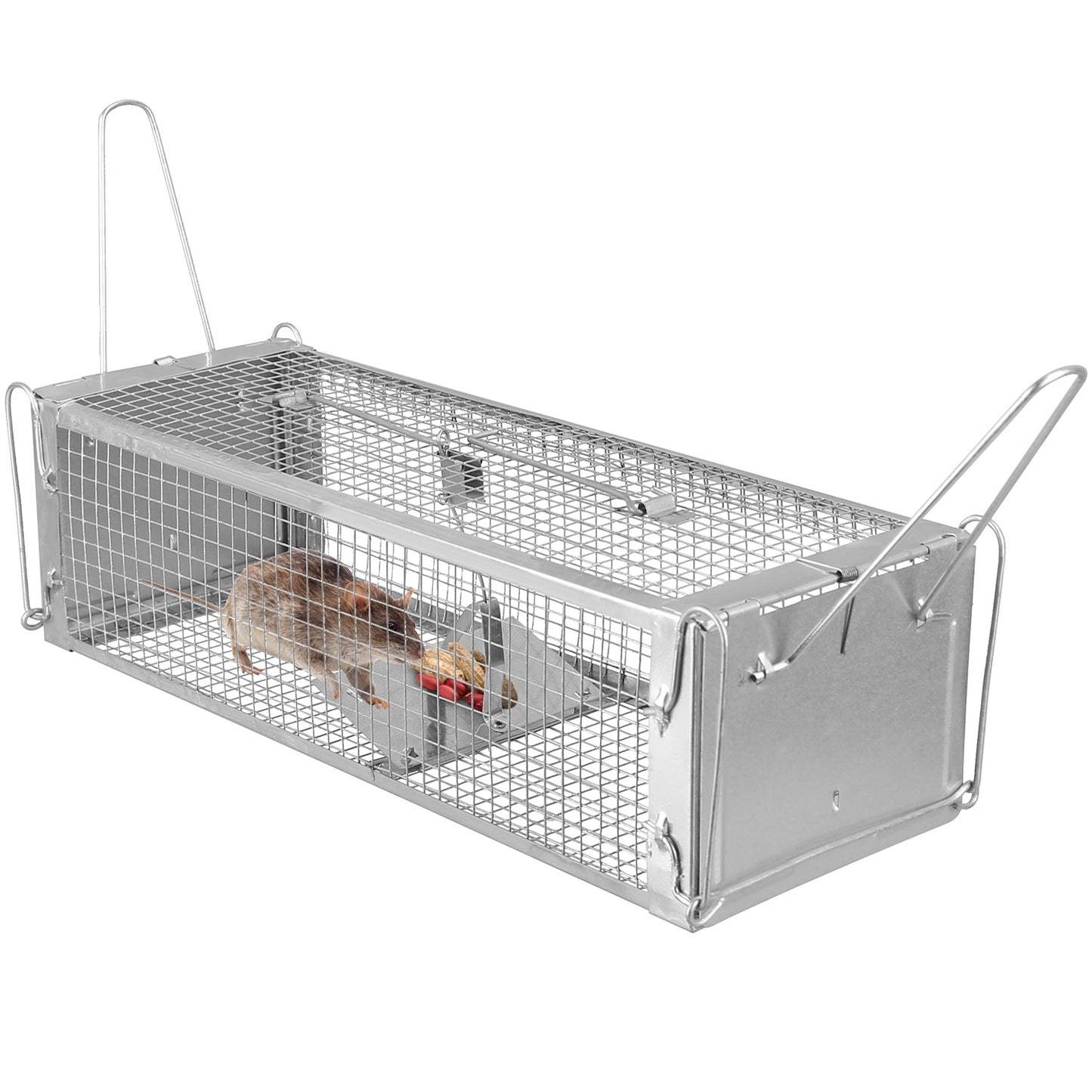 Dual Door Rat Trap Cage Humane Live Rodent Dense Mesh Trap Cage Zinc