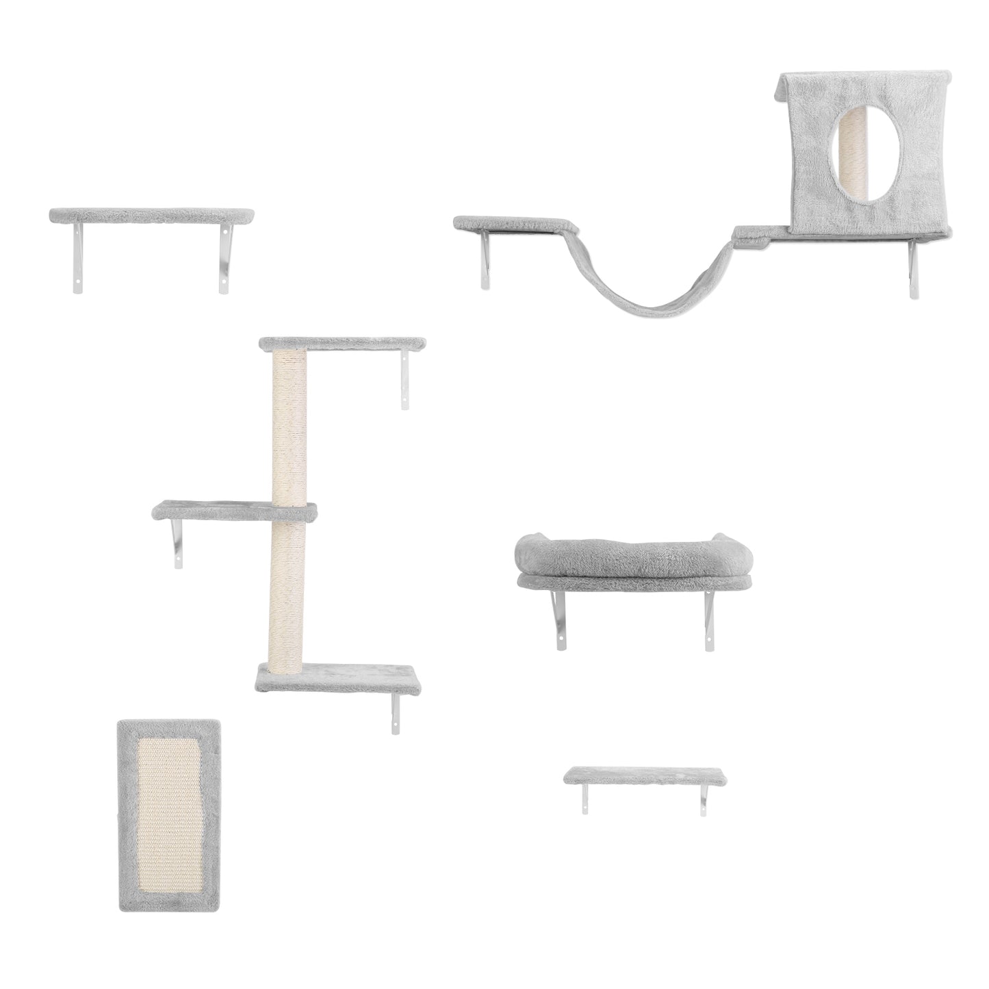 6 Set of Cat Wall Shelves Perch Cat Wall Furniture Wall Mounted Cat Climber
