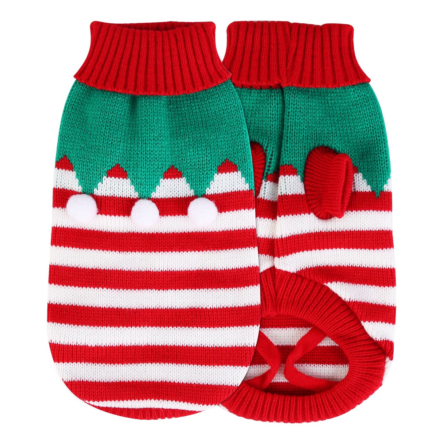 Pet Christmas Turtleneck Sweater Dog Cat Christmas Clothes Snowman Stripes