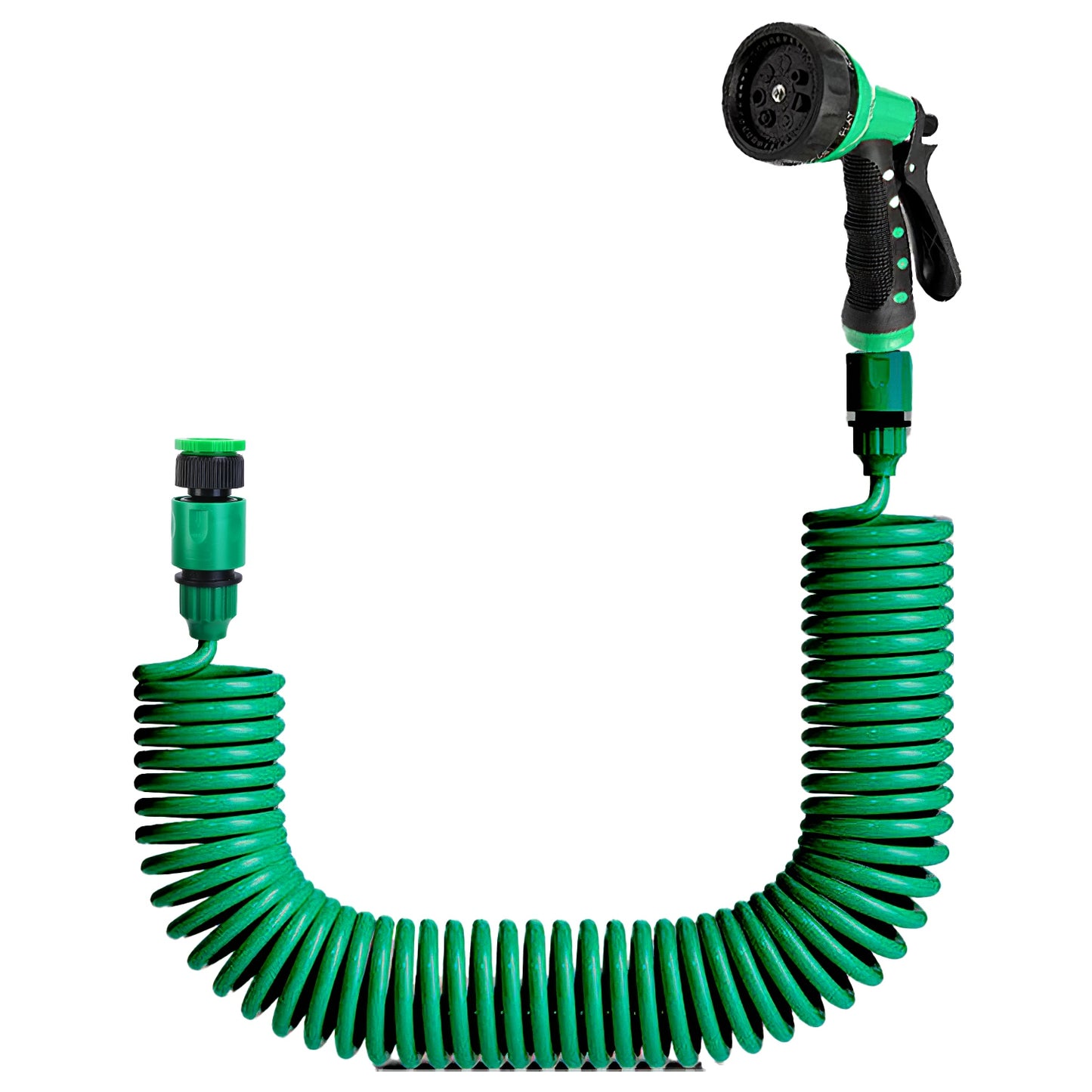 EVA Recoil Garden Hose Flexible Self-coiling Water Hose with 3/4” and 1/2” 9431