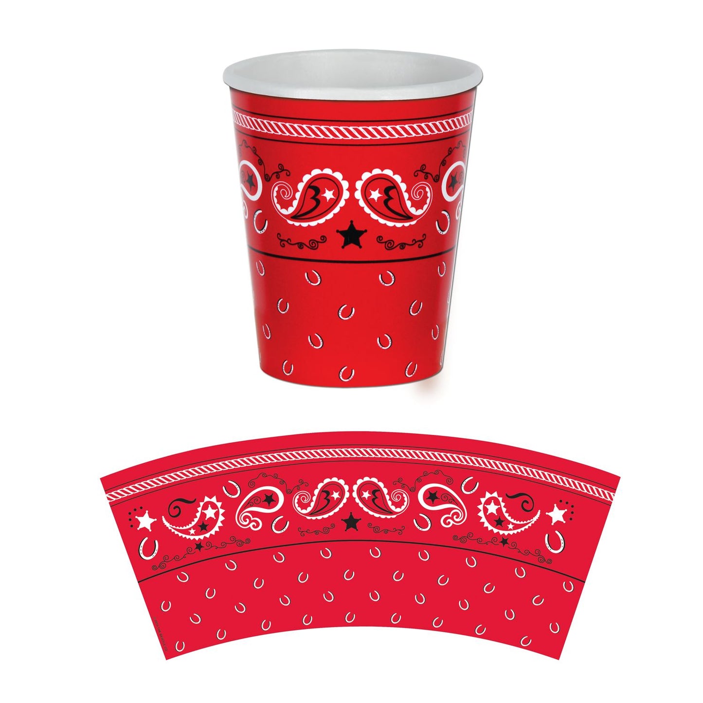 Beistle Bandana Hot/Cold Cups - Western | Party Supply | Decoration