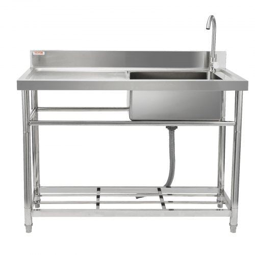 Stainless Steel Utility Sink Free Standing Single Bowl Commercial Kitchen
