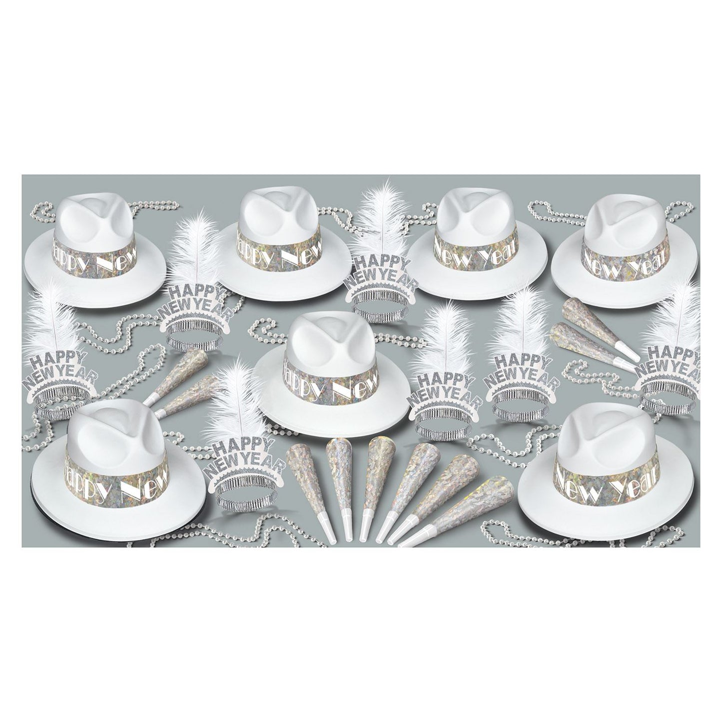 Beistle Silver LA Swing New Year Assortment (for 50 people) - New Years