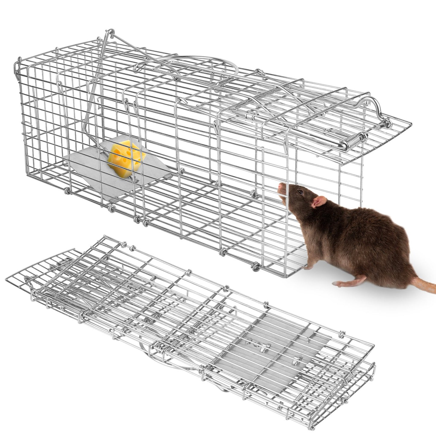 Foldable Rat Trap Cage Humane Live Rodent Trap Cage Galvanized Iron Mice Mouse