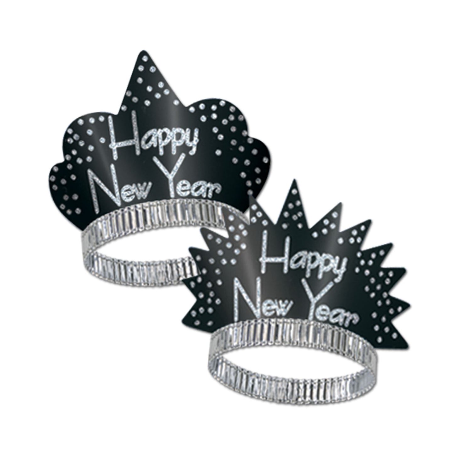 Beistle Sparkling Black and Silver New Year Tiaras - New Years | Party Supply