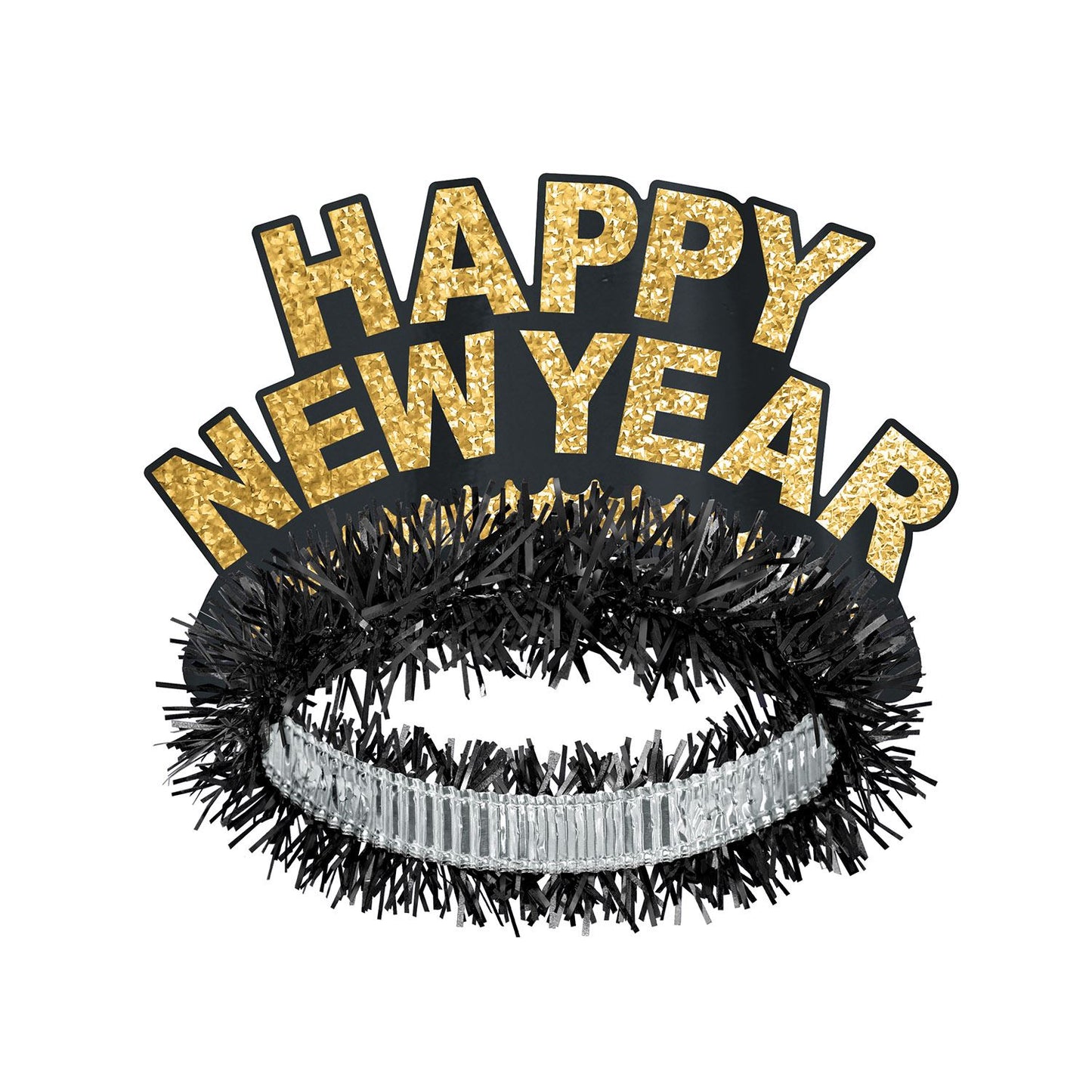Beistle Black and Gold Happy New Year Regal Tiara - New Years | Party Supply