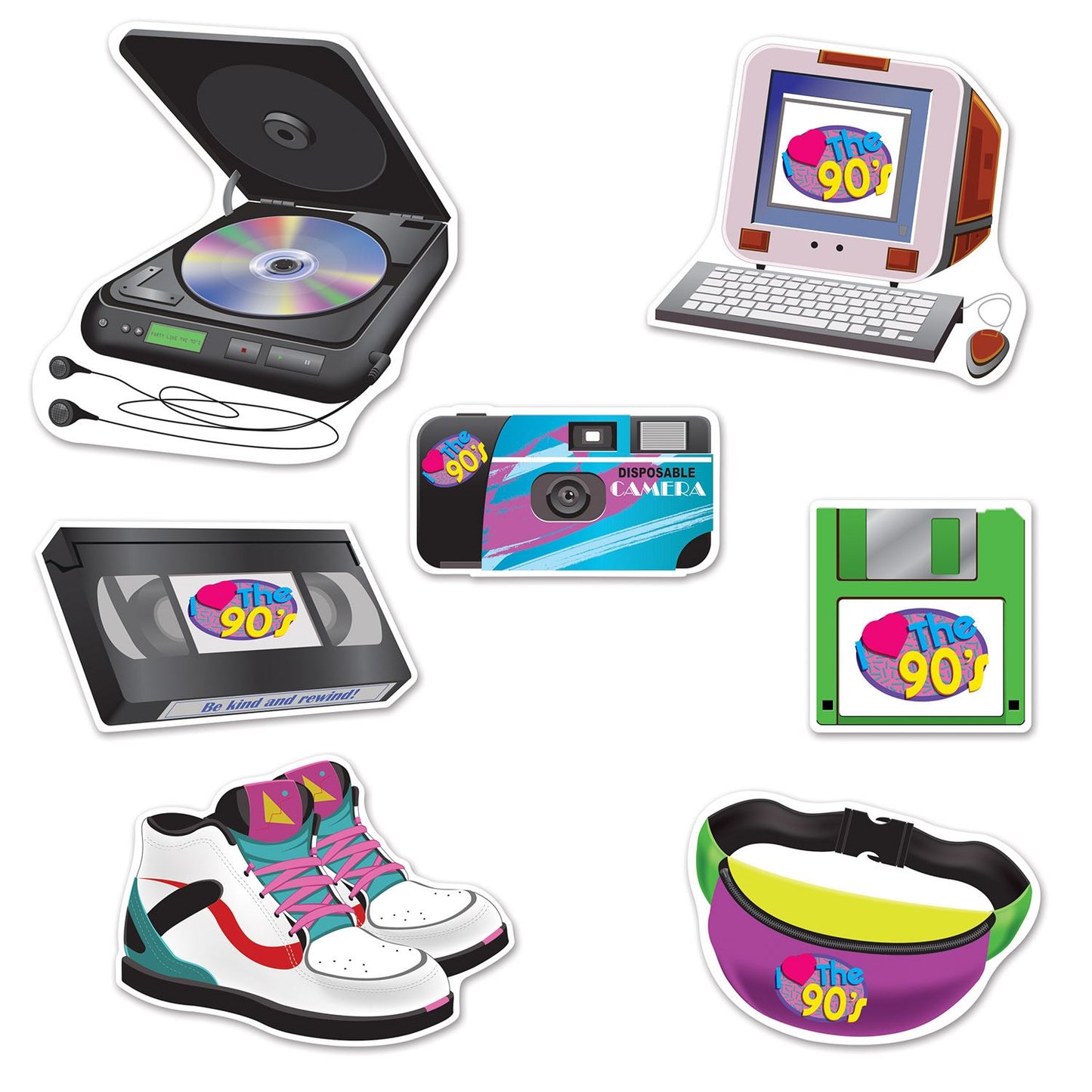 Beistle 90's Cutouts | Party Supply | Decoration