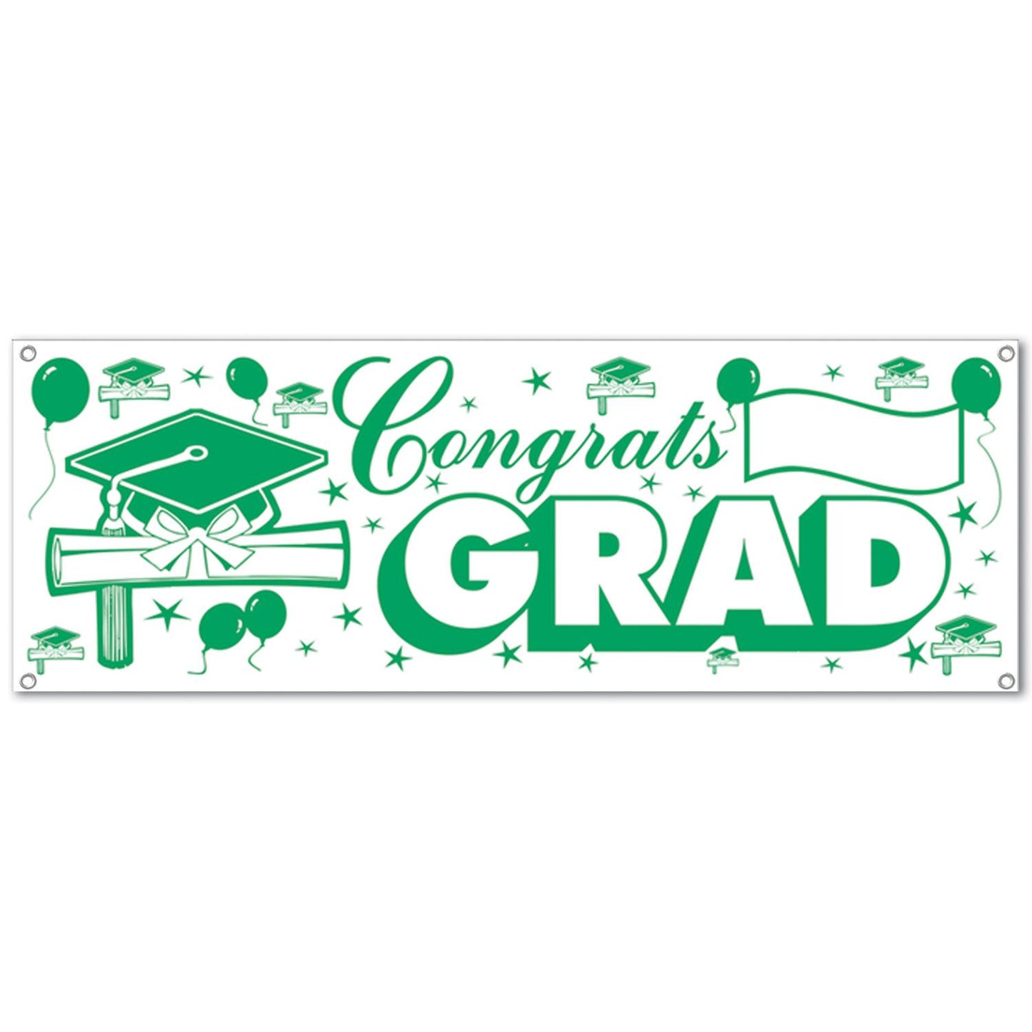 Beistle Green and White Congrats Grad Sign Banner - Graduation | Party Supply