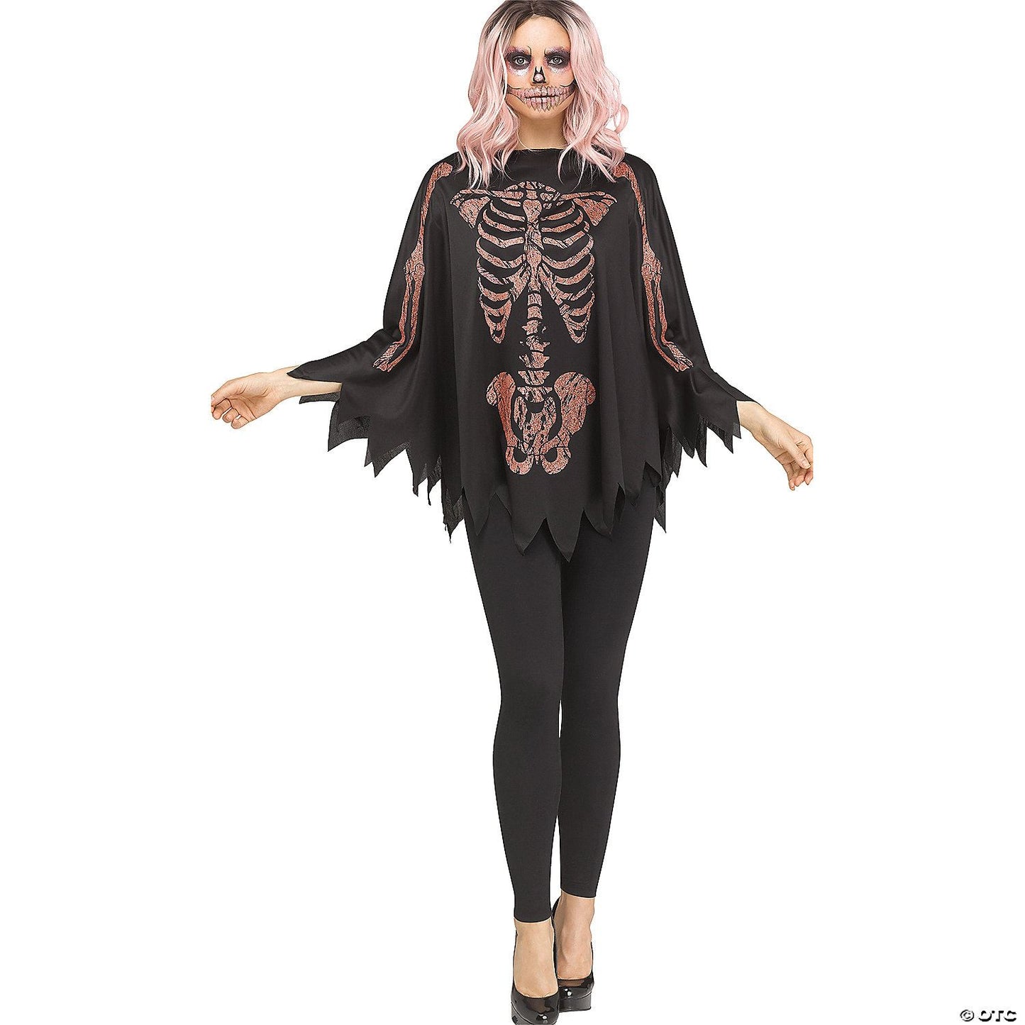 Poncho Rose Gold/Glitter Skeleton | Halloween Decoration