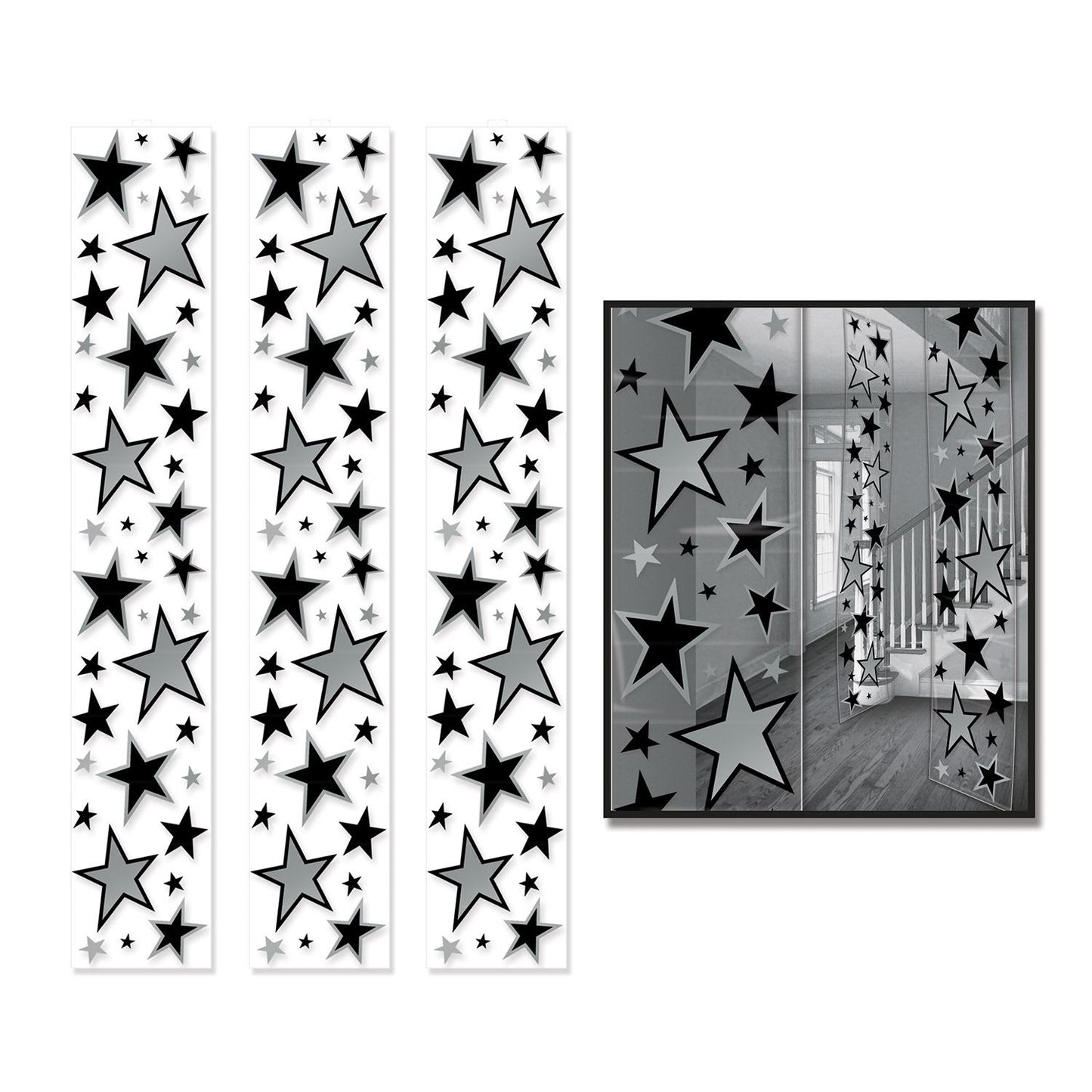 Beistle Star Party Panels - Black and Silver - Awards Night | Party Supply