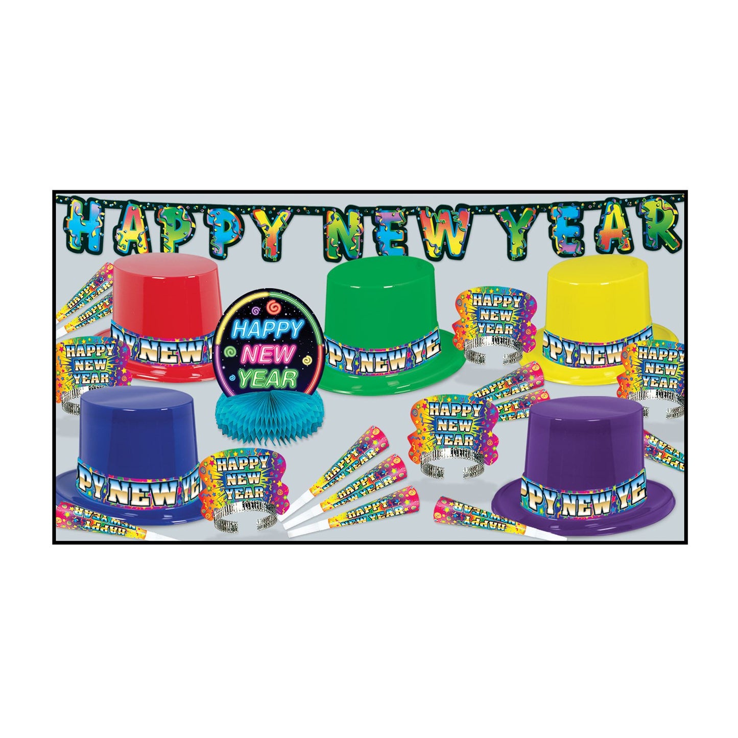 Beistle Rainbow Blast New Year Assortment (for 10 people) - New Years | Party