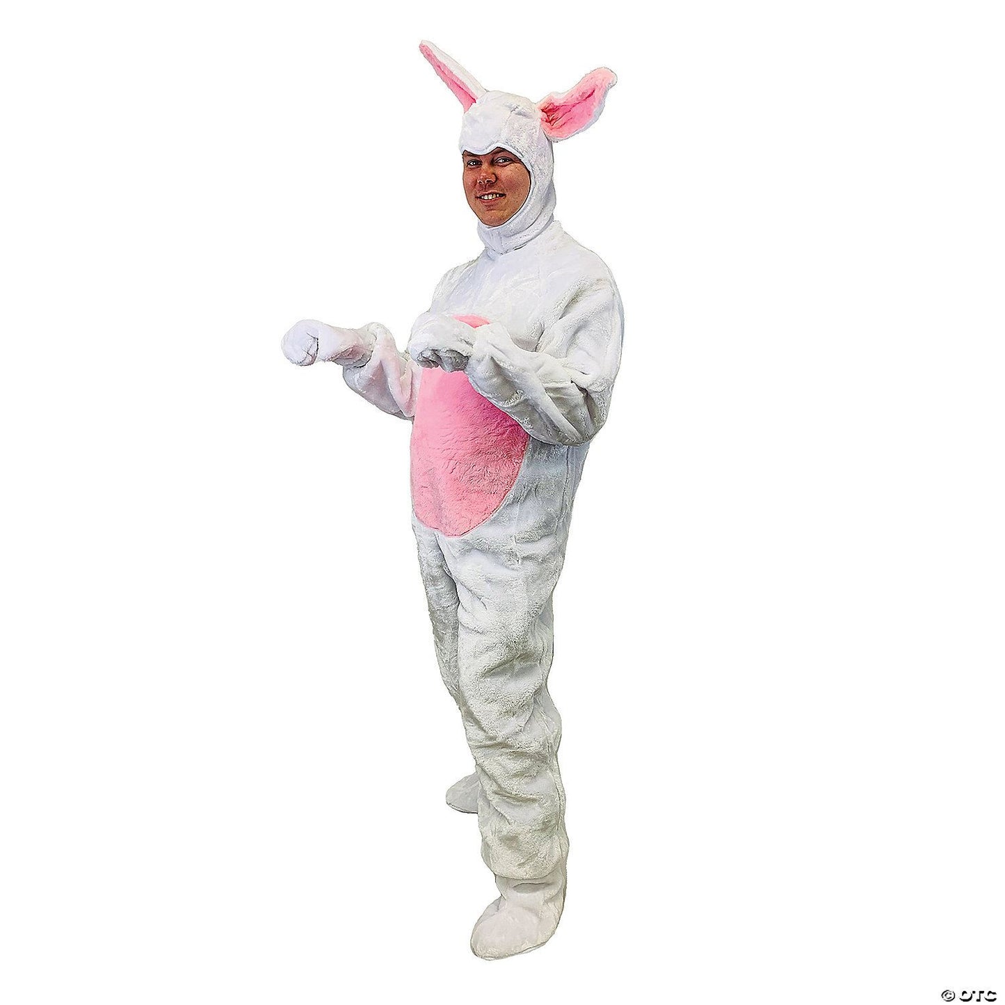 Mens | Adult White Easter Bunny Suit with Bunny Hood Costume - Medium