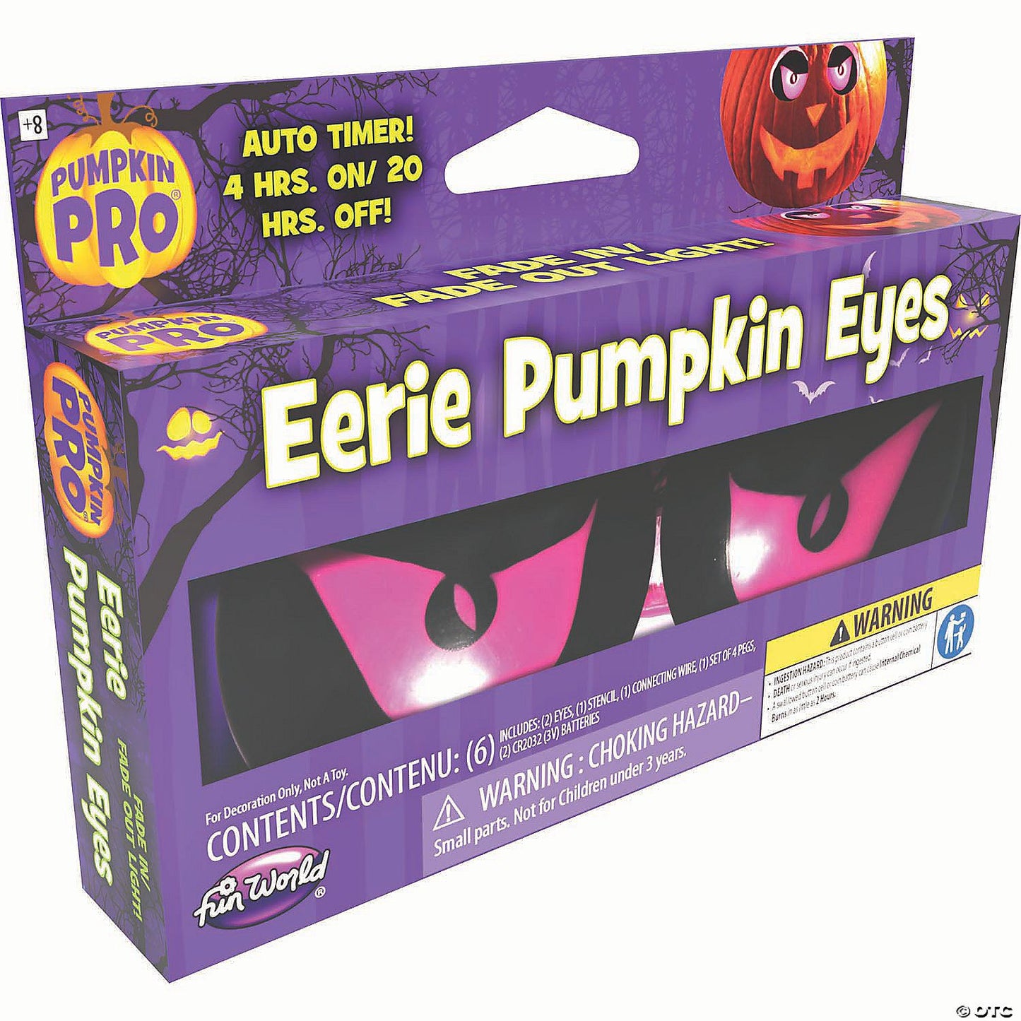 Fade In & Fade Out Battery-Operated Eerie Purple Pumpkin Eyes Halloween