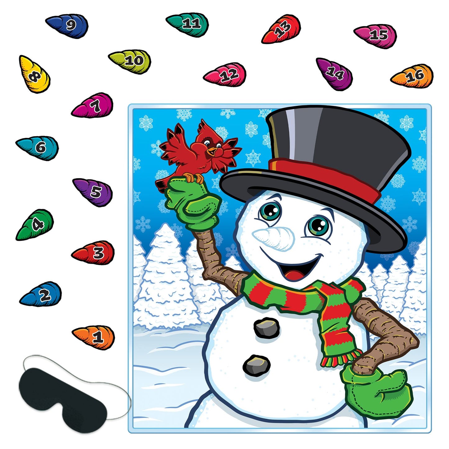 Beistle Pin The Nose On The Snowman Game - Christmas/Winter | Party Supply