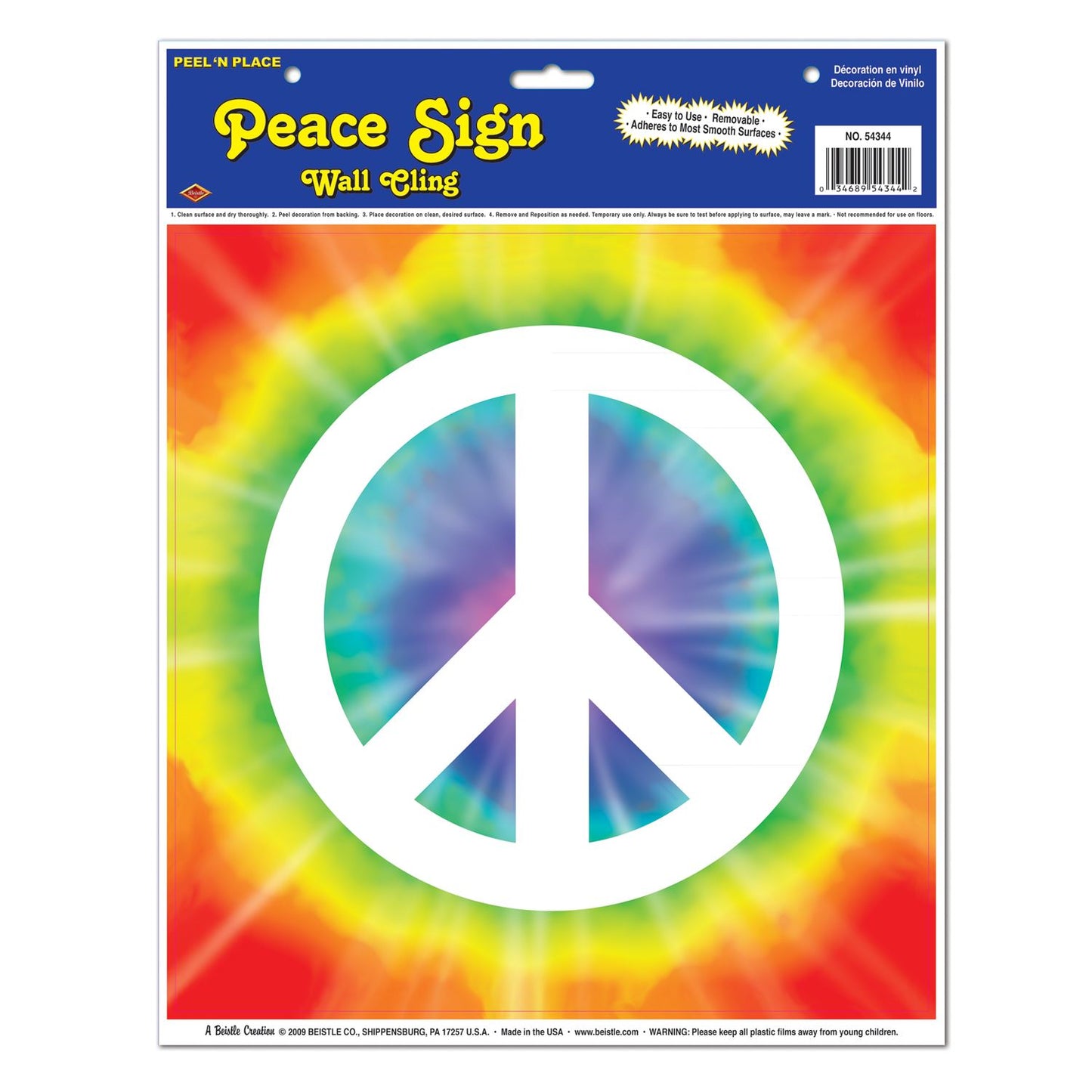 Beistle Peace Sign Peel 'N Place - 60's | Party Supply | Decoration