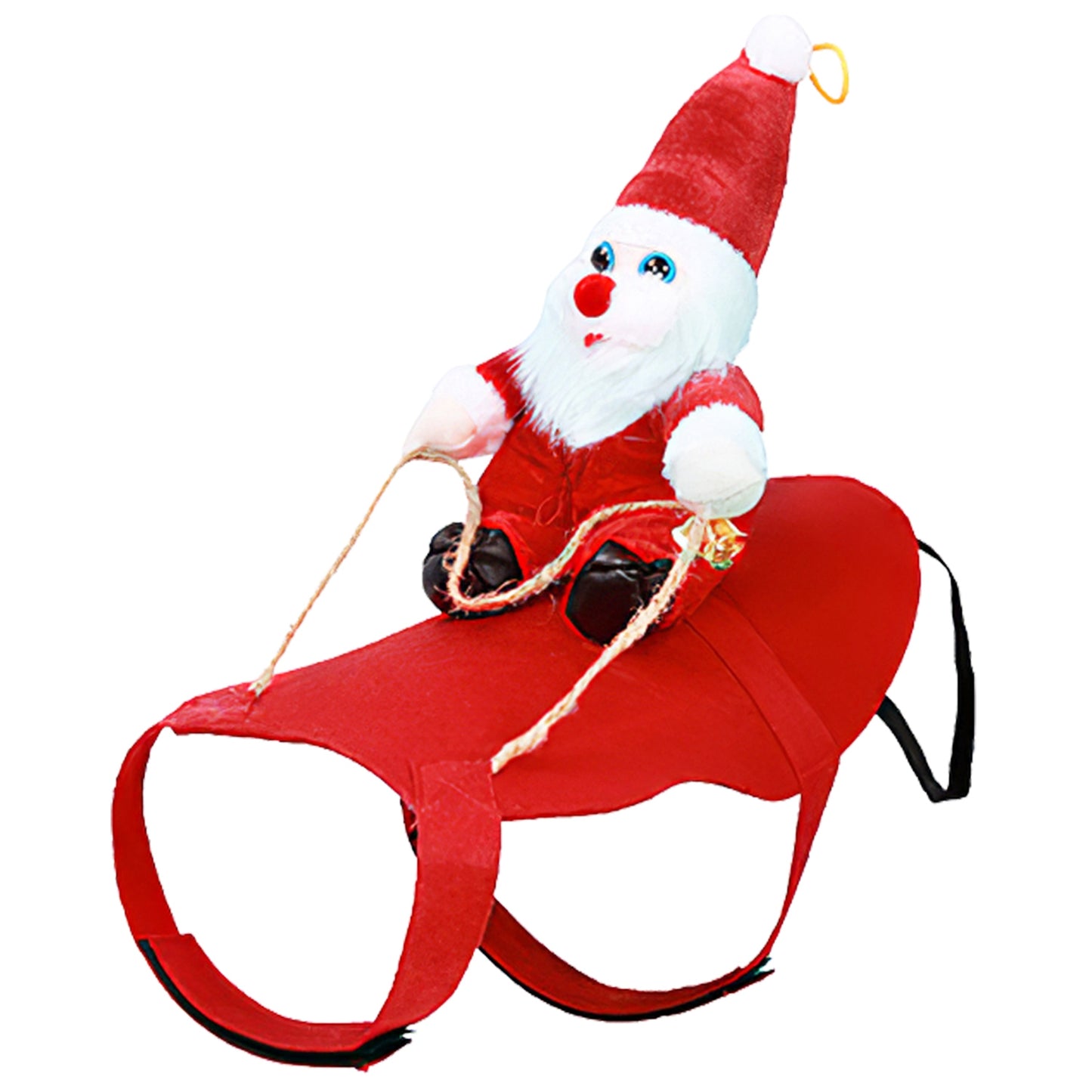 Pet Christmas Costumes Red Winter Coat for Dog Riding Santa Claus with Bell 8898