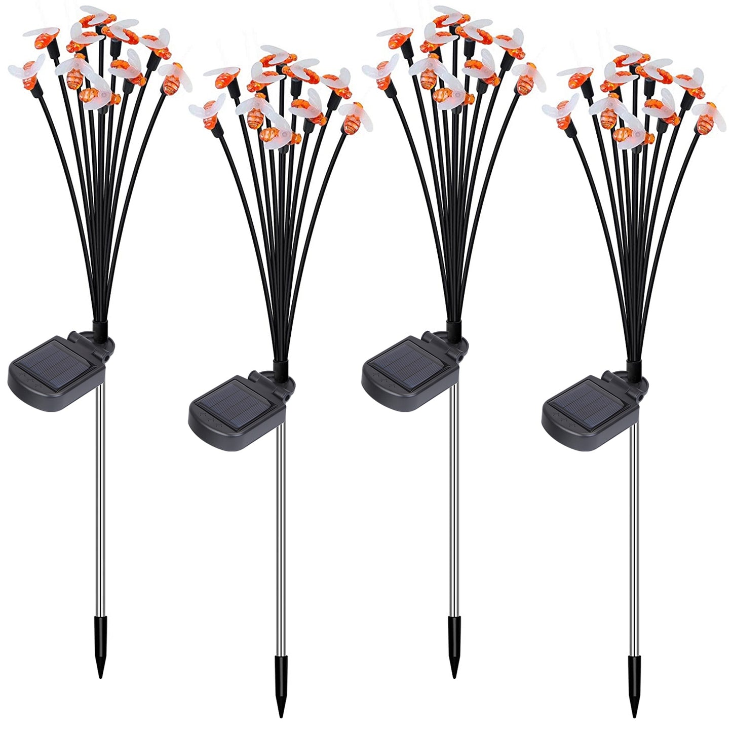 4Pack Solar Powered Stake Bee Light 2 Lighting Mode Lifelike Firefly Decorative