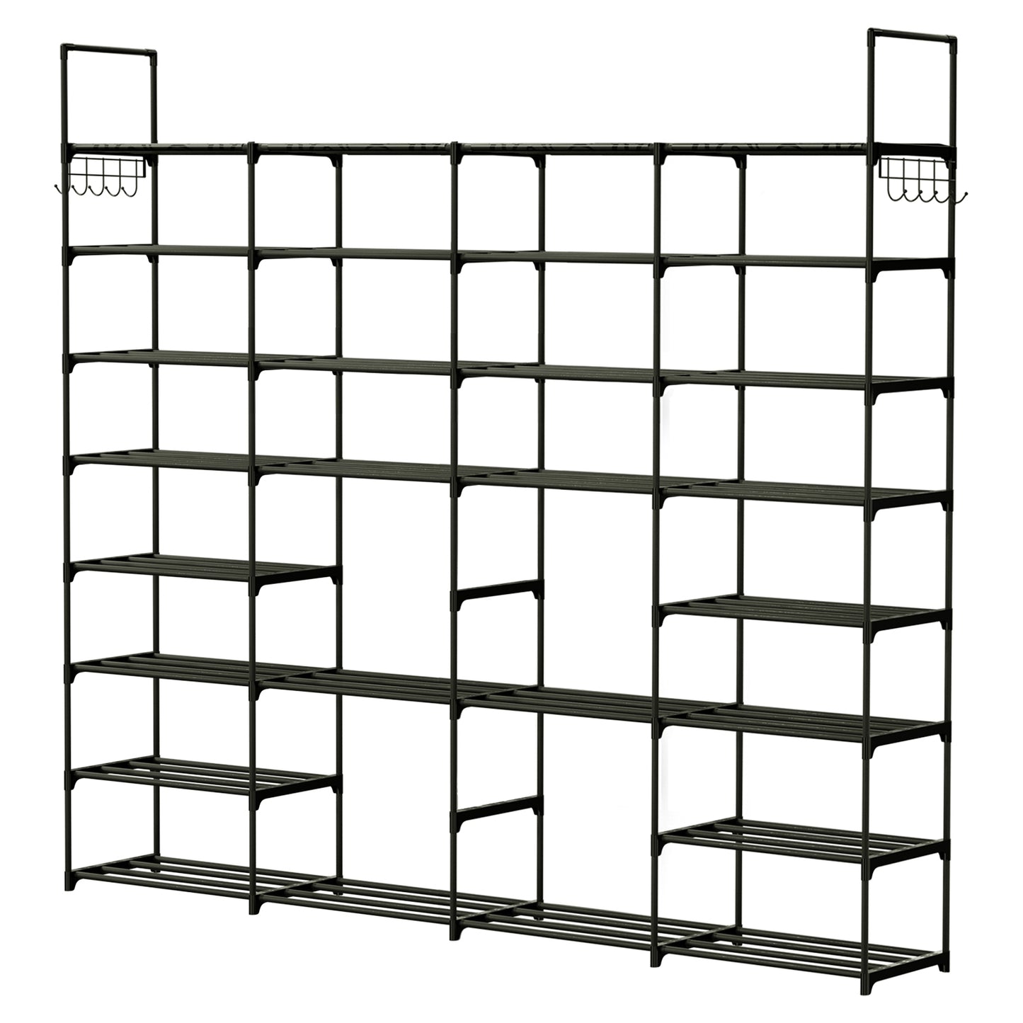 8-Tier 4-Row Shoe Rack Metal Shoe Storage Shelf Free Standing Large Shoe Stand