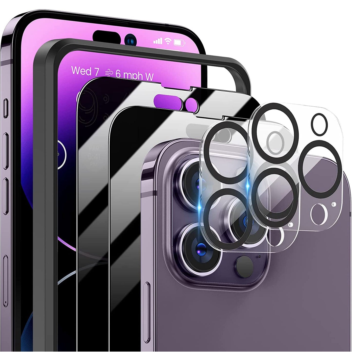 2Pcs Privacy Screen Protectors And 2Pcs Camera Lens Tempered Glass Screen Film