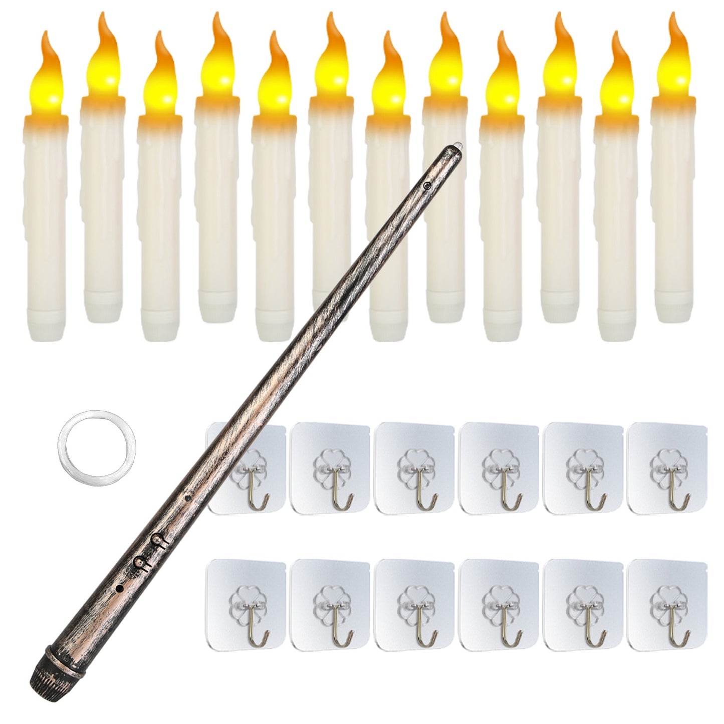 12Pcs Flameless Floating Candles LED Magic Hanging Candle Light Battery 9898