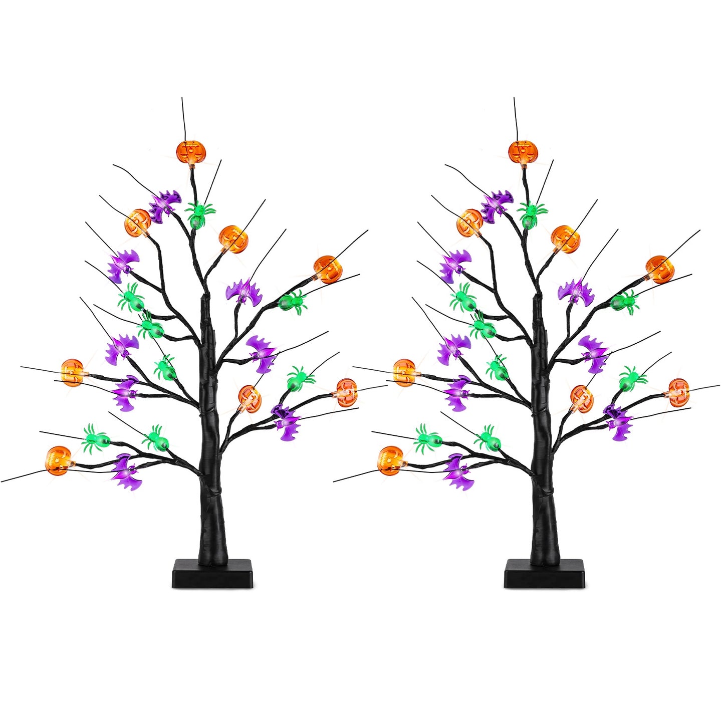 2Pack 1.97FT Lighted Halloween Trees Halloween Indoor Decorations Black