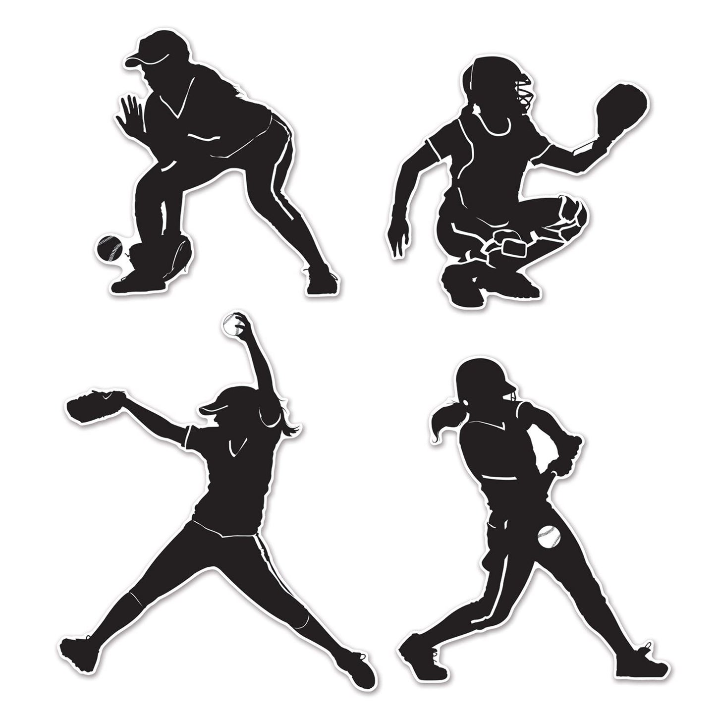 Beistle Softball Silhouette Cutouts - Party Supply Decoration for Sports