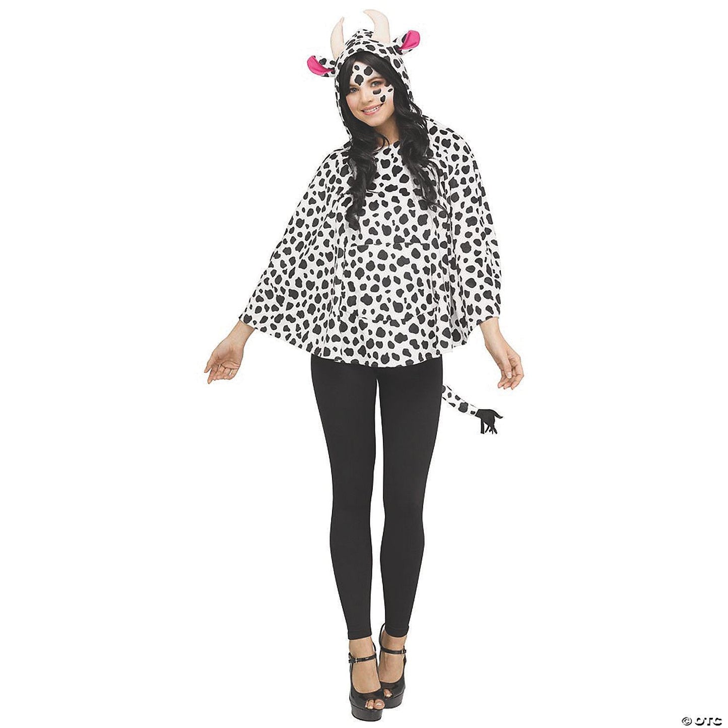 Womens Hooded Cow Poncho Costume
