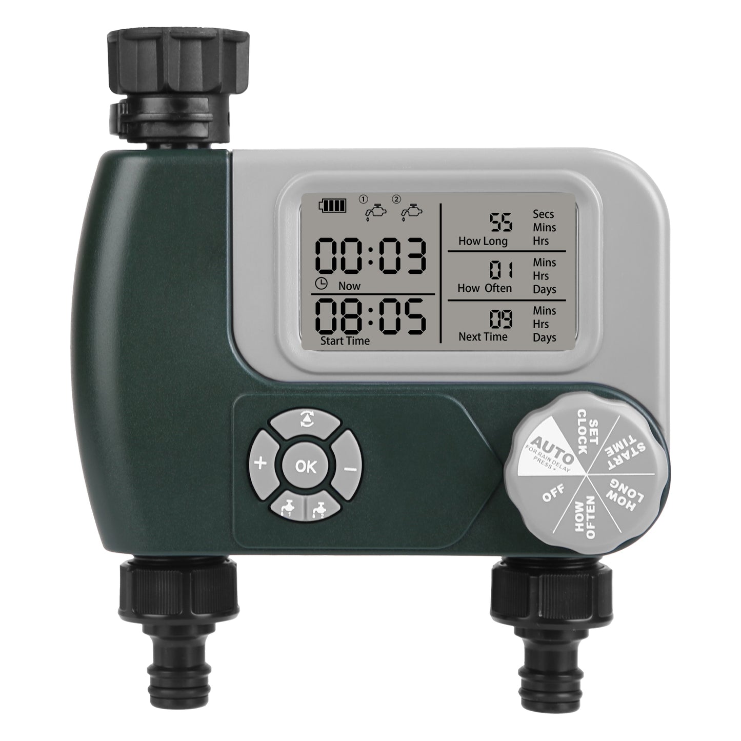 Sprinkler Timer with 2 Outlet Zones Digital Programmable Hose Faucet Timer