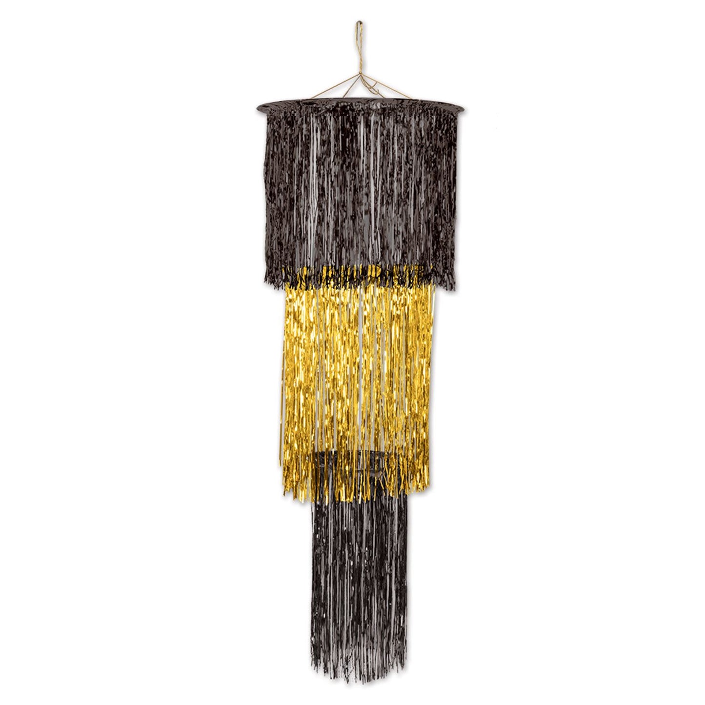 Beistle Black and Gold 3-Tier Shimmering Chandelier - General Occasion | Party