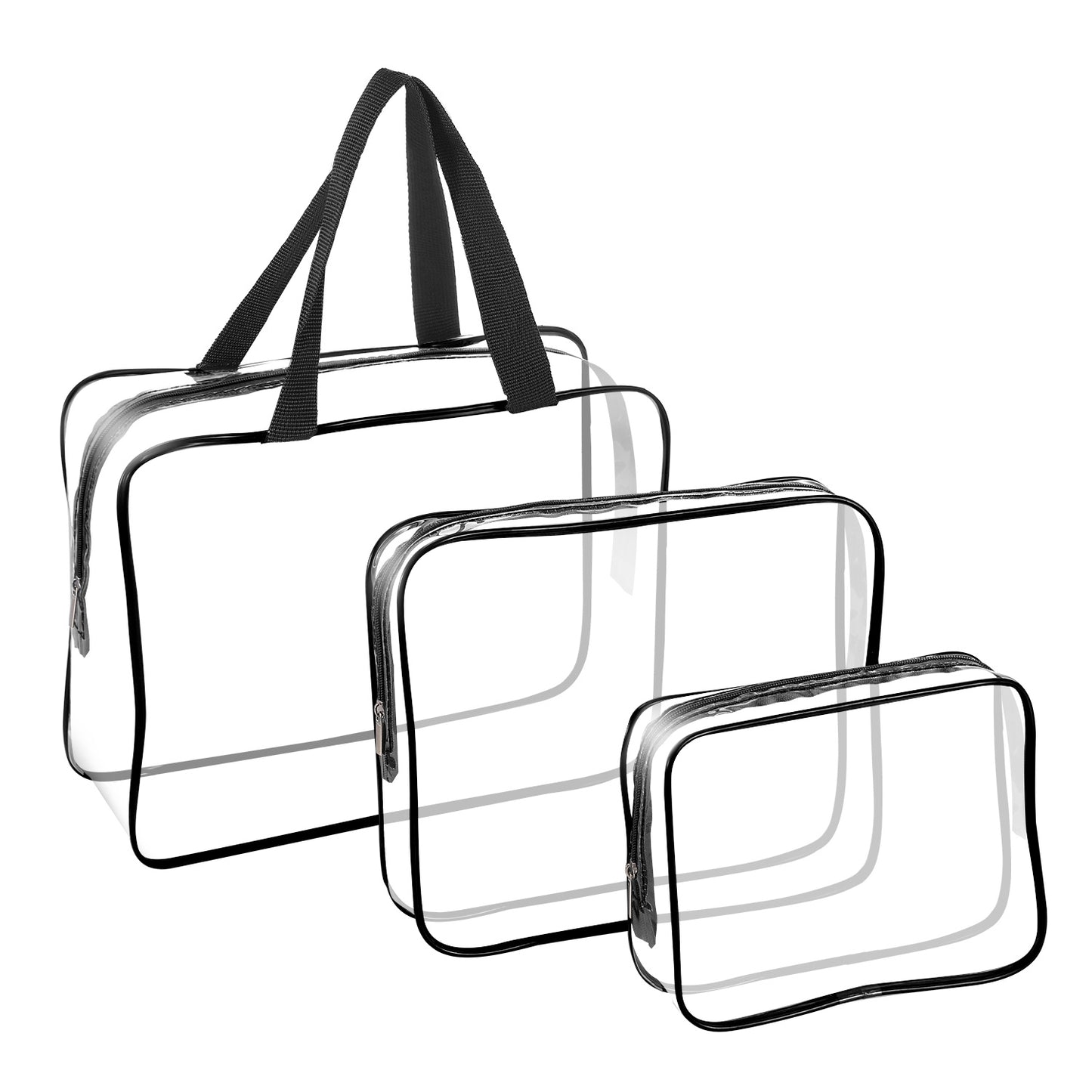 3Pcs Clear Travel Bags Waterproof Cosmetic Makeup Lotion Toiletry Wash Handbags