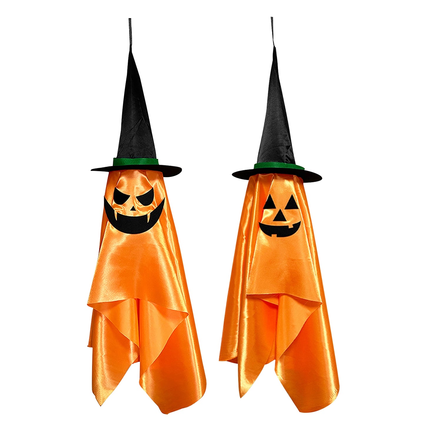 2 Pack Hanging Ghosts with Wizard Hat Snicker Scary Face Halloween Party