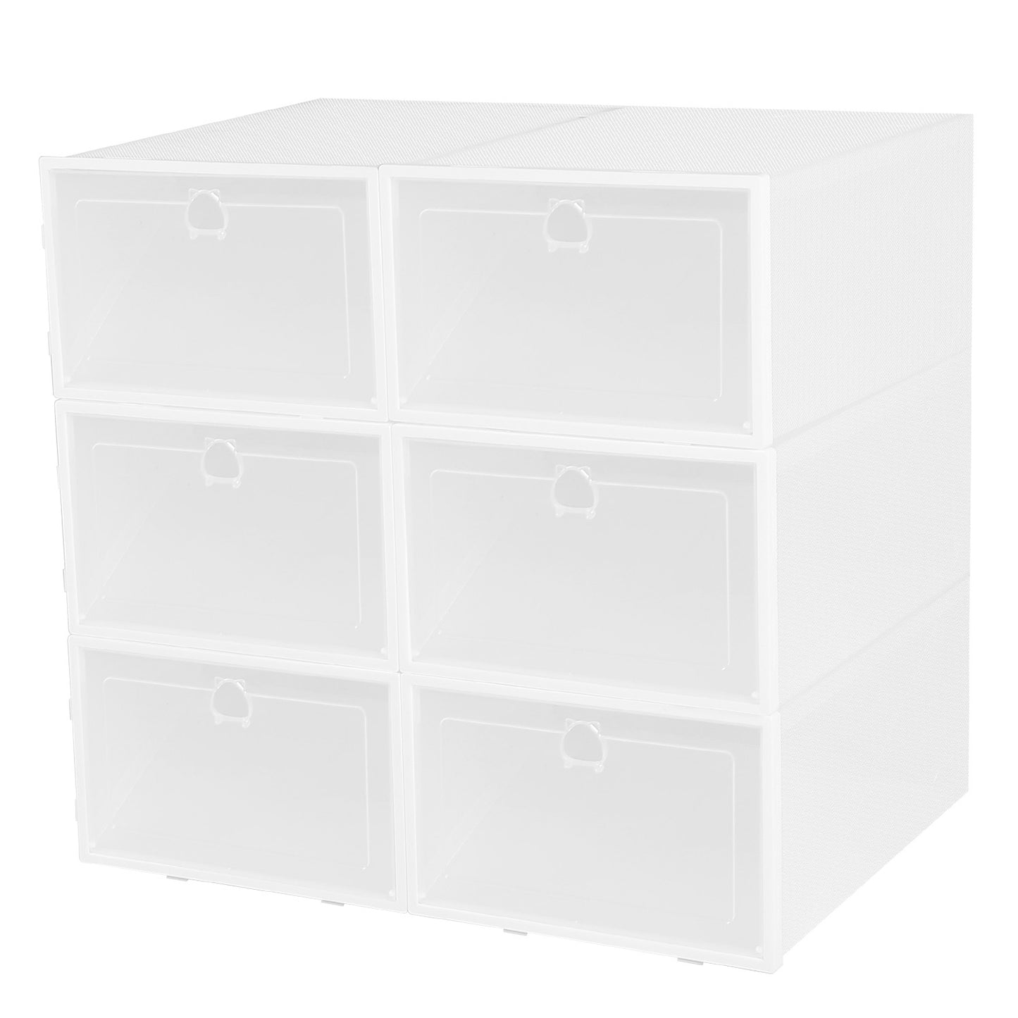 6Pcs Collapsible Shoe Box Stackable Shoe Storage Bin Transparent Dustproof 6155
