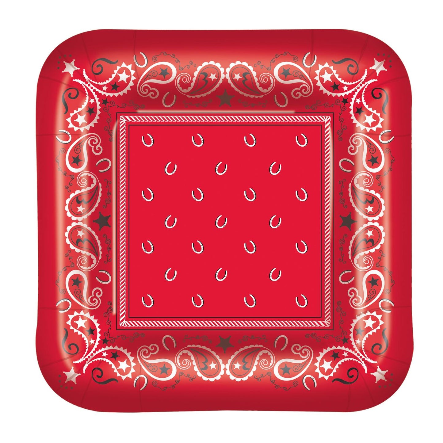 Beistle Bandana Dessert Plates - Western | Party Supply | Decoration