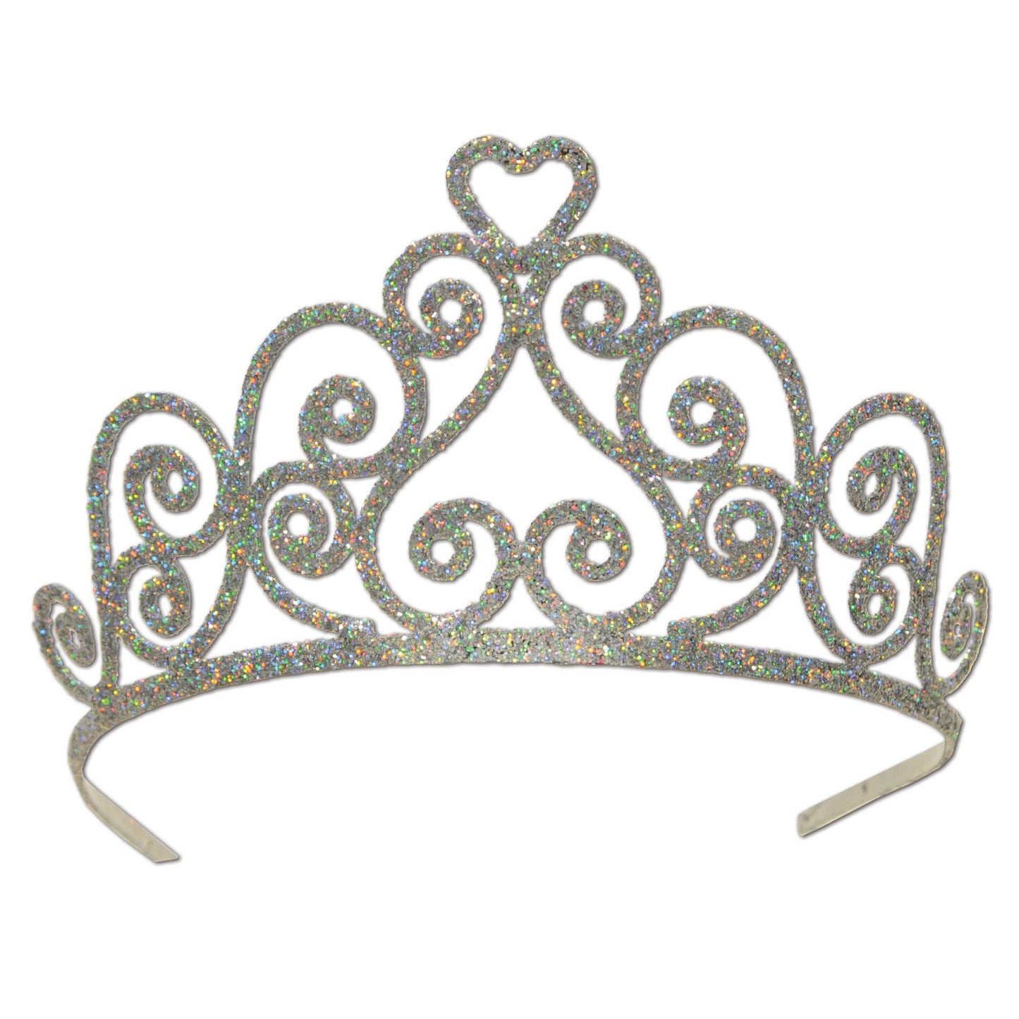 Beistle Heart Silver Glittered Tiara - General Occasion | Party Supply