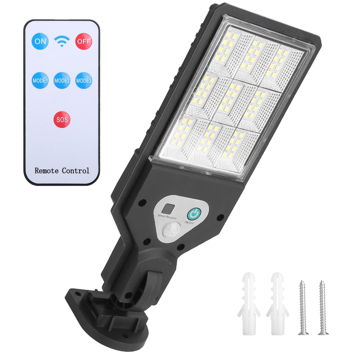 Solar Wall Light Outdoor 72 LED Beads PIR Motion Sensor Remote Control Wireless