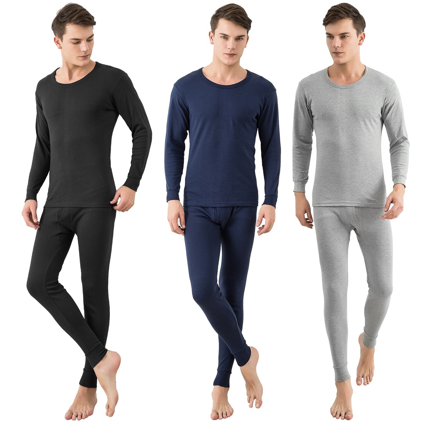 Men Thermal Underwear Set Long Johns Pants Long Sleeve Soft Underwear Kit Top