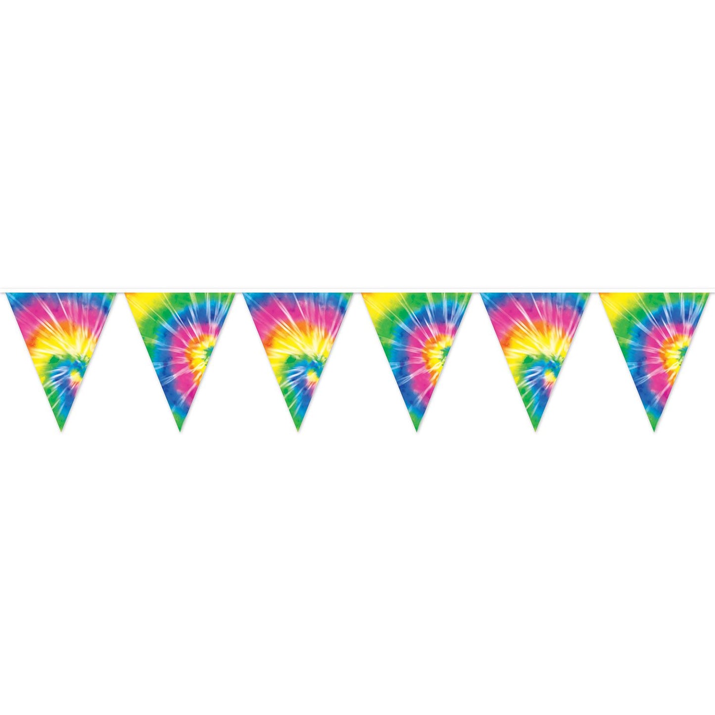 Beistle Tie-Dyed Pennant Banner - 60's | Party Supply | Decoration