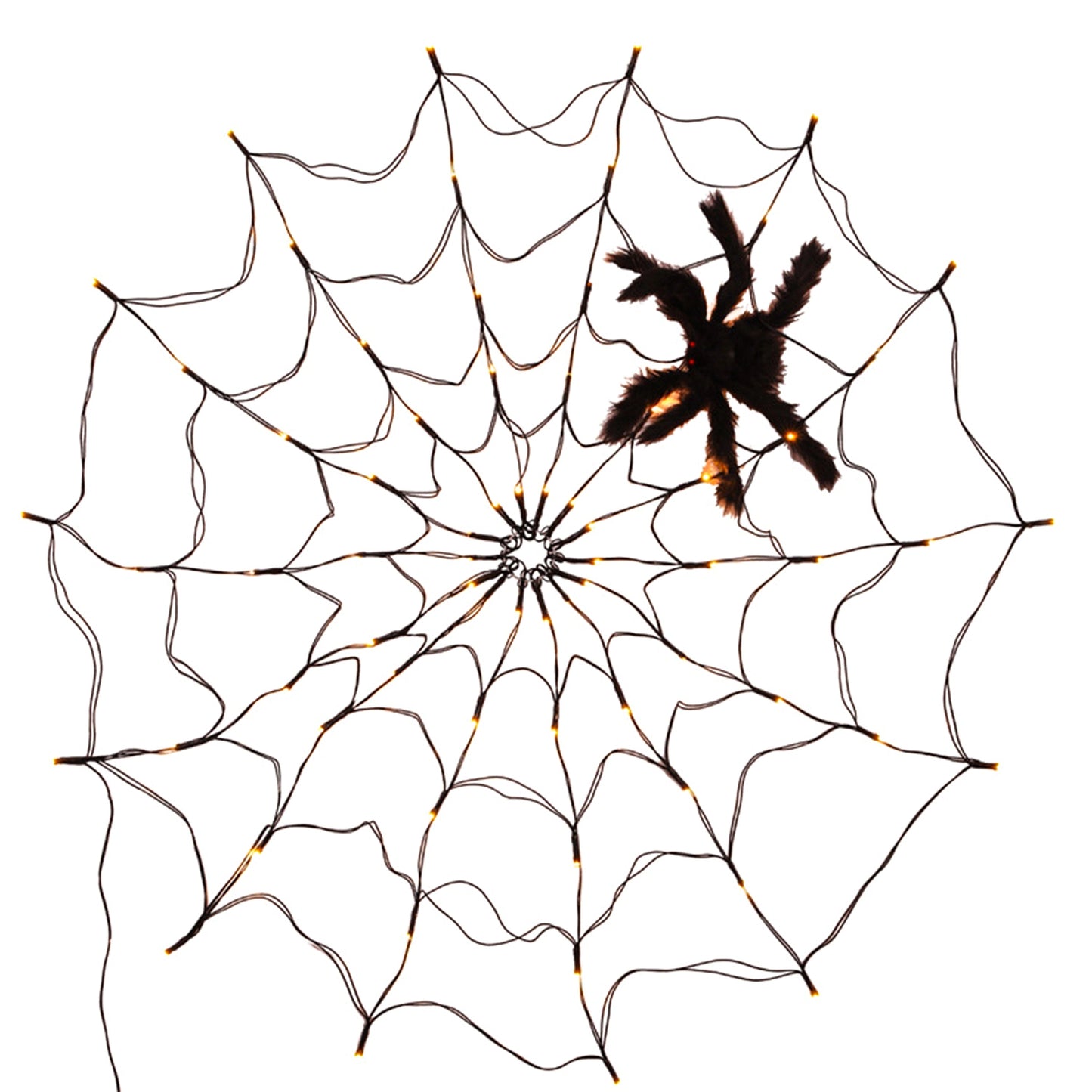 3.28FT Spider Web Light with Hairy Spider 70LED Battery Powered Remote Cont 8517