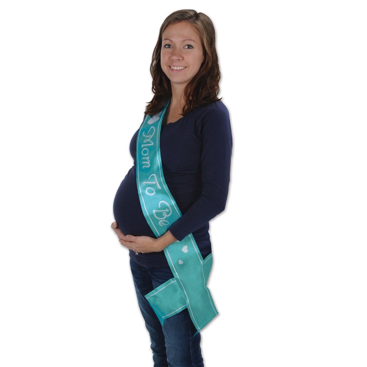 Beistle Turquoise Mom To Be Satin Sash - Baby Shower | Party Supply