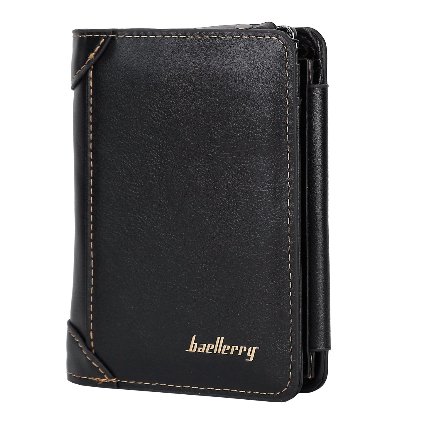 Men’s Leather Wallet ID Card Holder Purse Trifold Clutch Money Zipper with ID