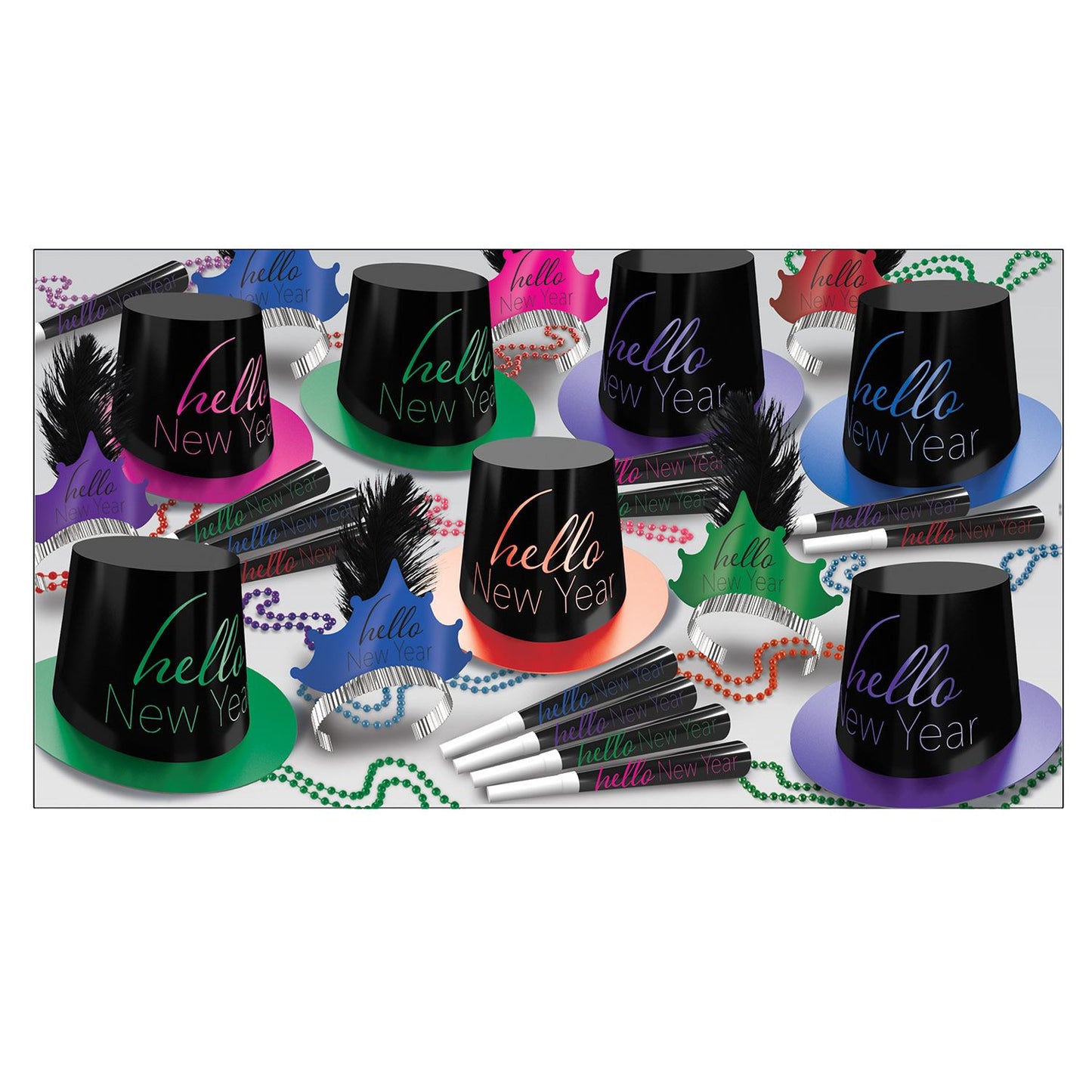 Beistle Hello New Year Asst for 50 - New Years | Party Supply | Decoration