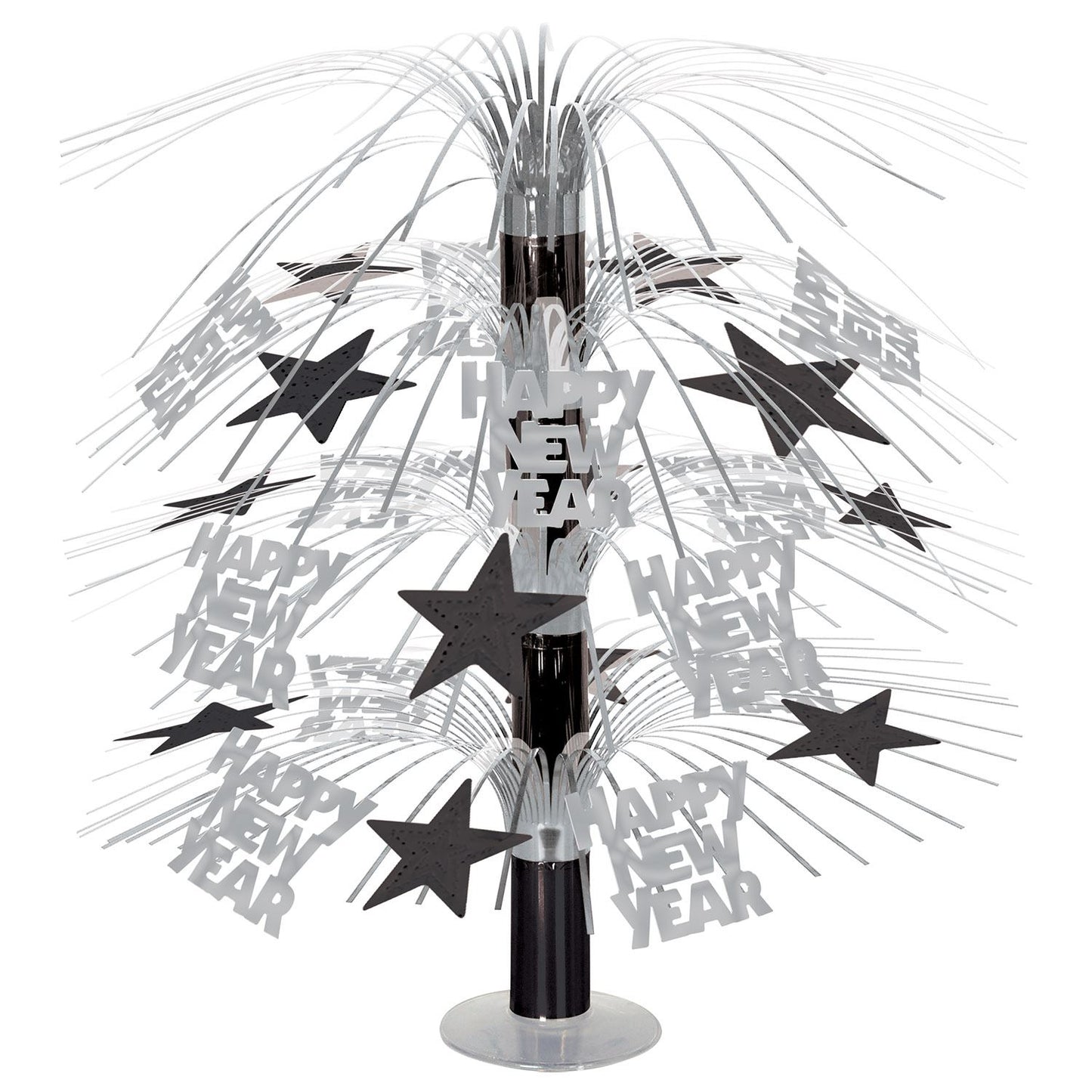 Beistle Happy New Year Cascade Centerpiece - Black and Silver - New Years