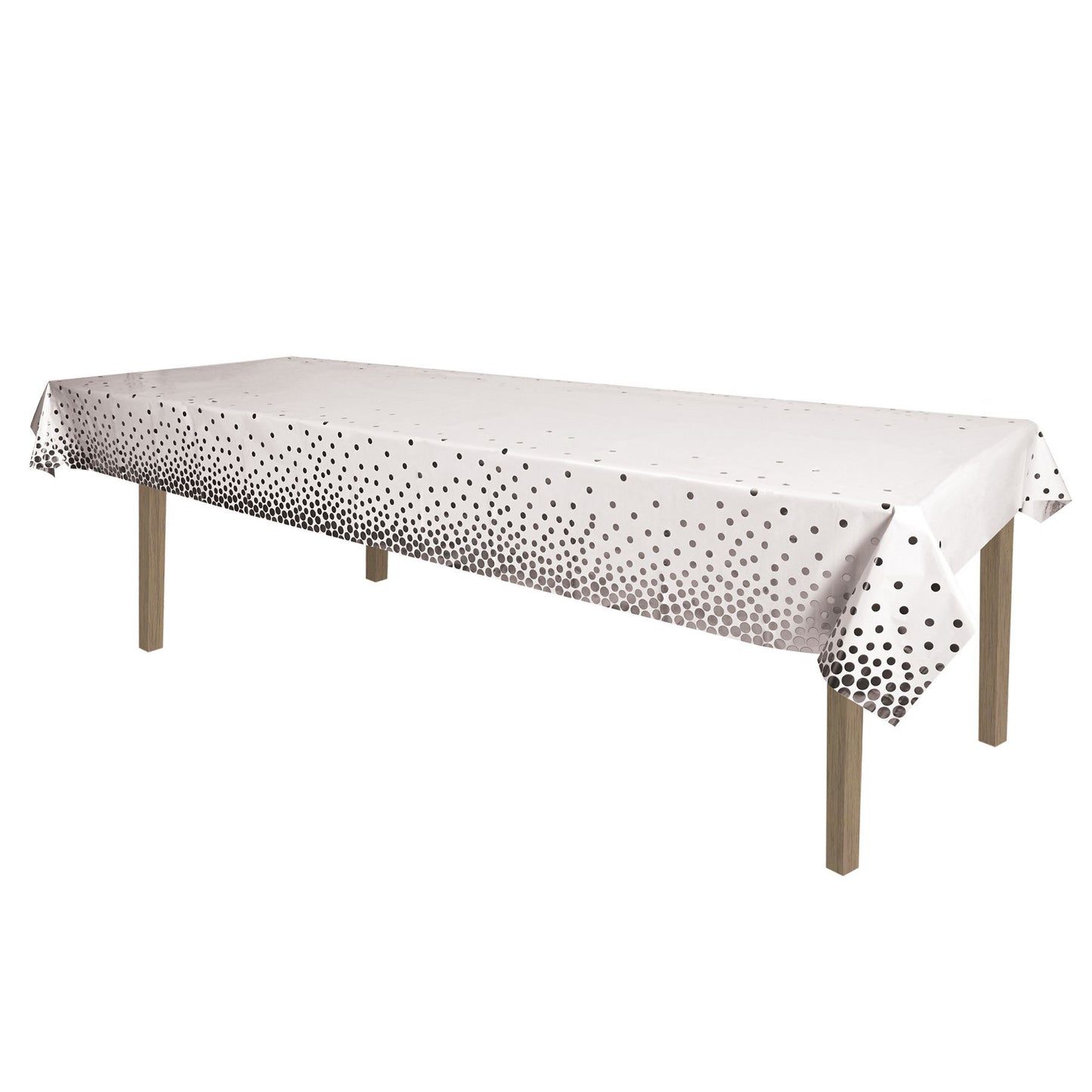 Beistle Metallic Polka Dots Tablecover - Silver - General Occasion | Party