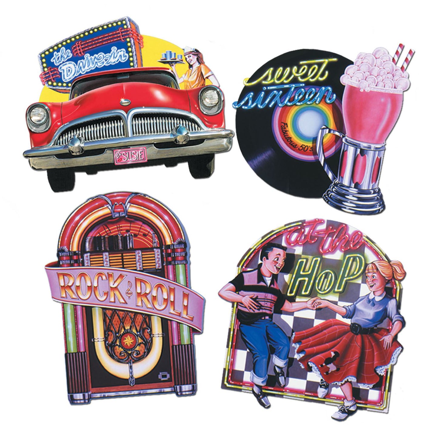 Beistle 50s Party Sock Hop Cutouts - 50's/Rock & Roll | Party Supply